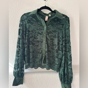Dolan Green Lace Blouse